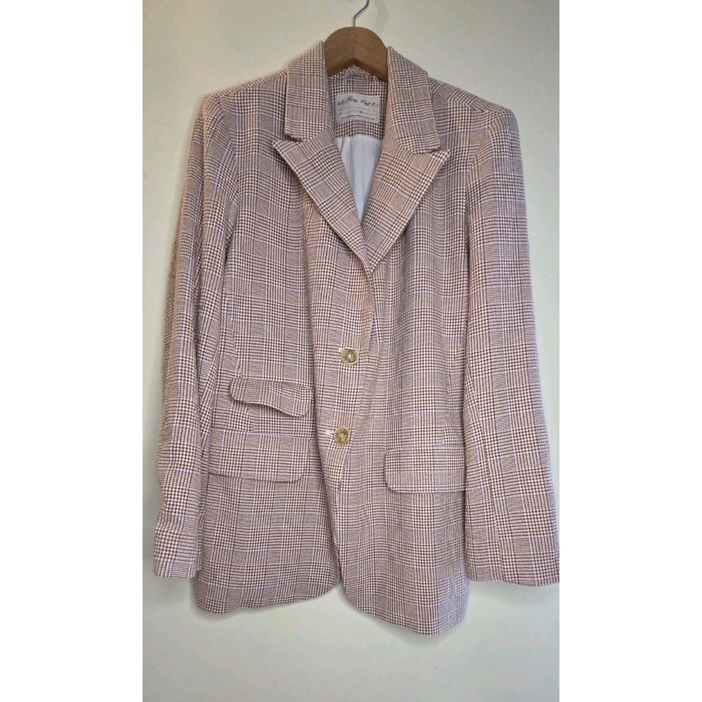 We The Free Rancher Houndstooth Jacket Size Medium Plaid Brown Red